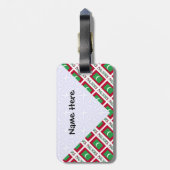 マルディブ マルディブ国旗 タイル模様 ブラック 個人名入れ ラゲッジタグ (裏面縦)