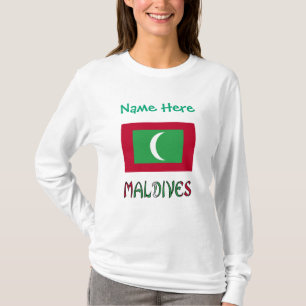 マルディブ マルディブ国旗 緑 カスタマイズ Tシャツ