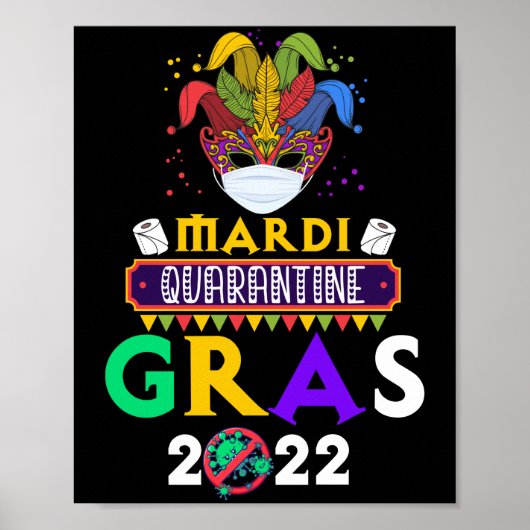 マルディ検疫Gras 2022フェスティバル顔マスク ポスター (正面)