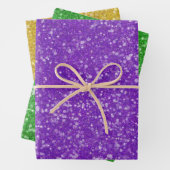 マルディ無地のグラフェイクスグリッターパープルグリーン金ゴールド ラッピングペーパーシート (インサイチュ)
