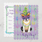 マルディ・グラス・ボストン・テリア 招待状 (正面/裏面)