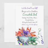 マルディ・グラ カニ料理パーティーの招待状 シーズンカード (正面/裏面)