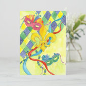 マルディ・グラ・パーティーの招待状 フルール・ド・リス 絵 招待状 (スタンド正面)