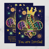 マルディ・グラ・フルール お祝いしよう 招待状 (正面/裏面)