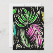 マルディ・グラ 手描きボタニカル ピンク 緑 黒 招待状 (裏面)