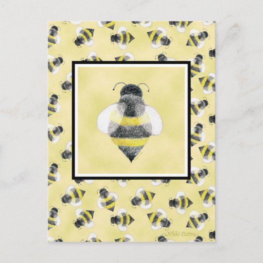 マルハナバチのイラストはがき ポストカード (正面)
