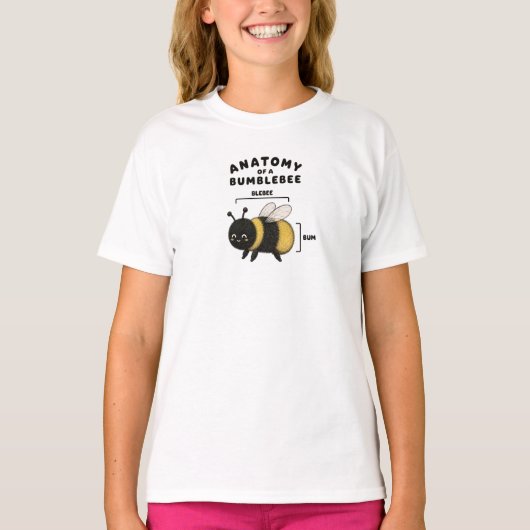 マルハナバチの可愛い解剖学図解 ブルービー・バム Tシャツ (正面)