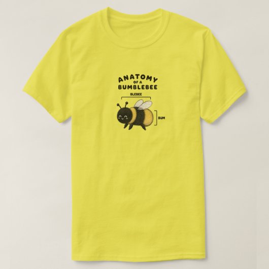 マルハナバチの可愛い解剖学図 Tシャツ (デザイン正面)