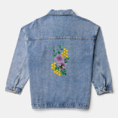 マルハナバチ ラベンダー 花 黄色 デニムジャケット (裏面)