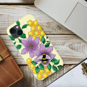 マルハナバチ ラベンダー 花 黄色 iPhoneケース