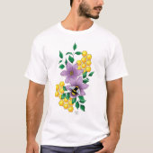 マルハナバチ ラベンダー 花 黄色 Tシャツ (正面)