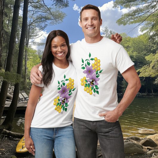 マルハナバチ ラベンダー 花 黄色 Tシャツ