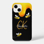 マルハナバチ 黒い蜂蜜が滴るモノグラム iPhoneケース (裏面)