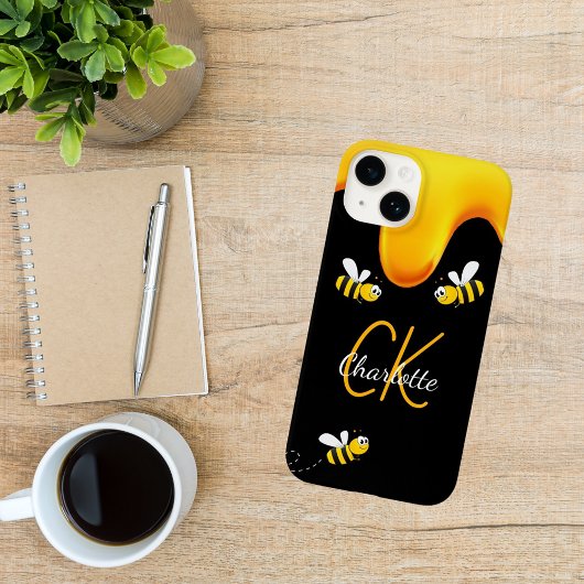 マルハナバチ 黒い蜂蜜が滴るモノグラム iPhoneケース