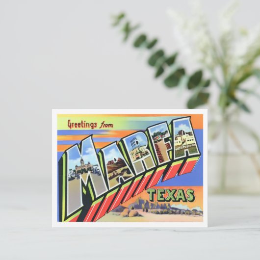 マルファテキサス州ヴィンテージ大文字葉書 ポストカード (スタンド正面)
