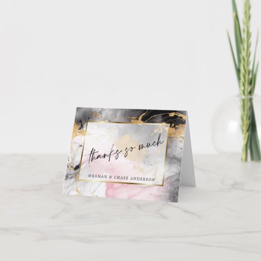 マルブリードダスティバラブラック金ゴールド抽象芸術 サンキューカード (正面)