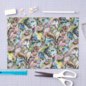 マルブリードブルーピンクライムグリーンブラックアートパターン 薄葉紙 (クラフト)