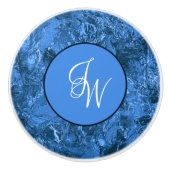 マルブリードブルー絡み合ったイニシャル セラミックノブ (正面)