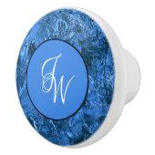 マルブリードブルー絡み合ったイニシャル セラミックノブ (右)