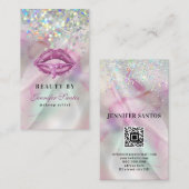 マルブリードホログラフィックグリッターリップQRコード美しい 名刺 (正面/裏面)