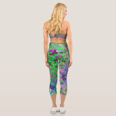 マルブリードライムグリーンとパープル抽象芸術レトロスワール カプリレギンス (裏面)