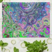 マルブリードライムグリーンとパープル抽象芸術レトロスワール キッチンタオル (折り畳み)