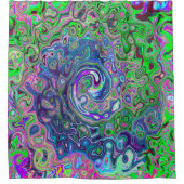 マルブリードライムグリーンとパープル抽象芸術レトロスワール シャワーカーテン (正面)