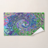 マルブリードライムグリーンとパープル抽象芸術レトロスワール バスタオルセット (ハンドタオル)