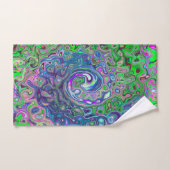 マルブリードライムグリーンとパープル抽象芸術レトロスワール バスタオルセット (ハンドタオル)