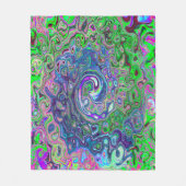 マルブリードライムグリーンとパープル抽象芸術レトロスワール フリースブランケット (正面)