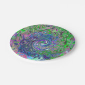 マルブリードライムグリーンとパープル抽象芸術レトロスワール ペーパープレート (アングル)