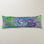 マルブリードライムグリーンとパープル抽象芸術レトロスワール ボディピロー (裏面)