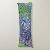 マルブリードライムグリーンとパープル抽象芸術レトロスワール ボディピロー (正面縦)
