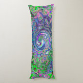 マルブリードライムグリーンとパープル抽象芸術レトロスワール ボディピロー (裏面 (縦))