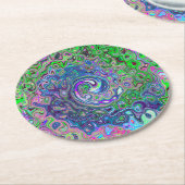 マルブリードライムグリーンとパープル抽象芸術レトロスワール ラウンドペーパーコースター (アングル)