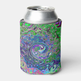 マルブリードライムグリーンとパープル抽象芸術レトロスワール 缶クーラー