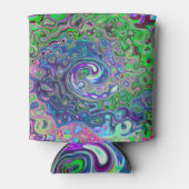 マルブリードライムグリーンとパープル抽象芸術レトロスワール 缶クーラー (正面)