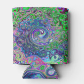 マルブリードライムグリーンとパープル抽象芸術レトロスワール 缶クーラー (裏面)