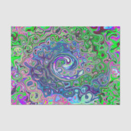 マルブリードライムグリーンとパープル抽象芸術レトロスワール 薄葉紙