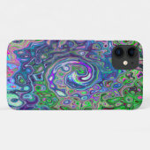 マルブリードライムグリーンとパープル抽象芸術レトロスワール Case-Mate iPhoneケース (裏面(横))