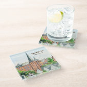 マルブルグアルトシュタットドイツ絵画タウンスケープ ガラスコースター (アングル)