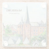 マルブルグアルトシュタットドイツ絵画タウンスケープ ガラスコースター (裏面)