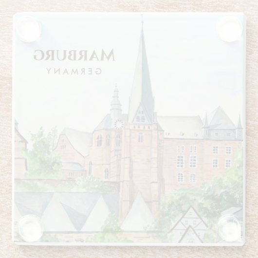 マルブルグアルトシュタットドイツ絵画タウンスケープ ガラスコースター (裏面)