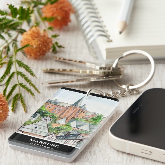 マルブルグアルトシュタットドイツ絵画タウンスケープ キーホルダー (正面右)