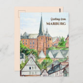 マルブルグアルトシュタットドイツ絵画タウンスケープ ポストカード (正面/裏面)