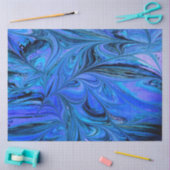 マルブルフラクタル抽象芸術ブルーの分離 薄葉紙 (クラフト)