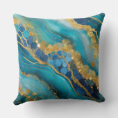 マルブレッドティール(緑がかった色)ブルー金ゴールドフェイク クッション (裏面)