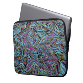 マルブレッド抽象芸術渦巻きブラックピンクブルーイエロー ラップトップスリーブ
