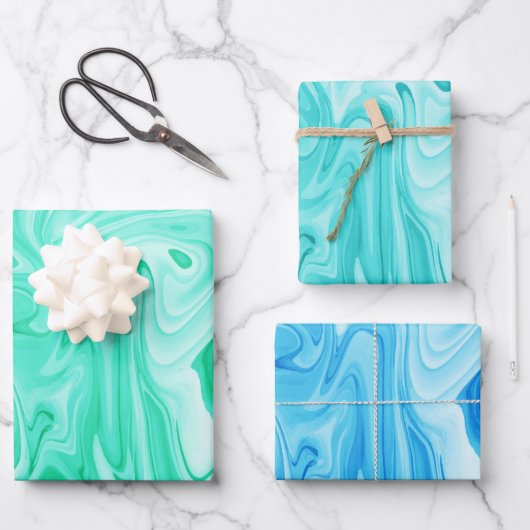 マルブレー絵を描ズ海ブルースサーファーウォーターおもしろい ラッピングペーパーシート (正面)