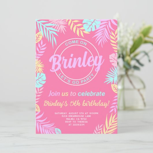 マルブ ピンク ドール バースデー パーティー 招待状 (スタンド正面)